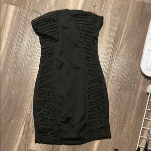 Forever 21 Black Ribbed Strapless Cocktail Dress